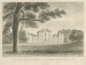 Sandon Hall: sepya yıkama çizimi by John Chessell Buckler