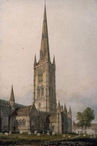 St. Wulfram Kilisesi, Grantham (kağıt üzerine sulu boya) by John Chessell Buckler