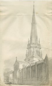 Stafford - St. Mary Kilisesi: sepya çizimi, nd [1841] (çizim) by John Chessell Buckler
