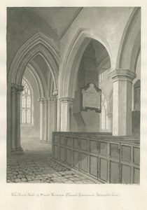 Worcestershire - Droitwich - Saint Andrew's Church Interior: sepya çizimi by John Chessell Buckler