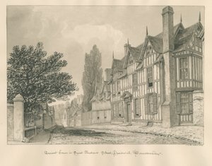 Worcestershire - Droitwich - Saint Andrew's Street Antik Evi : sepya çizimi by John Chessell Buckler