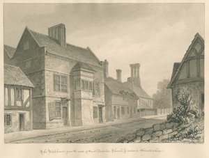 Worcestershire - Droitwich - Yetimhane: sepya çizimi by John Chessell Buckler