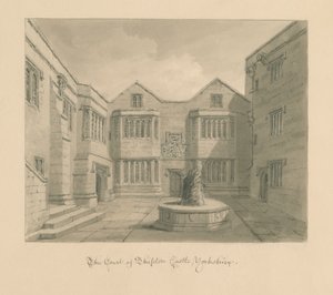 Yorkshire - Skipton Kalesi: sepya çizimi by John Chessell Buckler