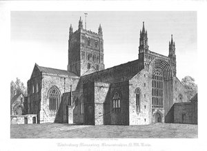 Tewkesbury Manastırı, Gloucestershire, N.W. View, 19. yüzyılın başlarında. by John Coney