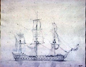 Bir Man-o-war (kağıt üzerinde grafit) by John Constable
