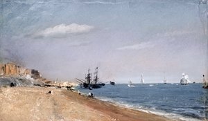 Colliers ile Brighton Sahili, 1824 (kağıt üzerinde yağlı boya)