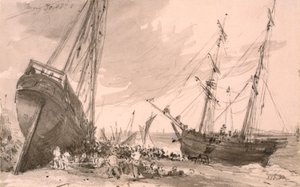 Ön planda iki gemi ile Brighton sahil sahnesi, 30 Mayıs 1828 by John Constable