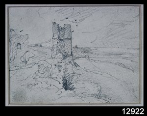 Yüksek Bir Bankada Kulübeler, 1834 by John Constable