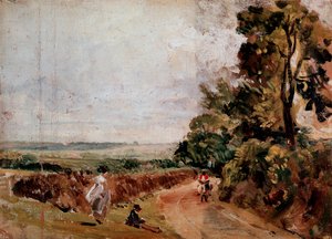 Doğu Bergholt ve Flatford arasındaki Köy Yolu John Constable (1776-1837) 1811 yaklaşık. Güneş. 24,2x33 cm Londra, Victoria ve Albert Müzesi by John Constable