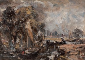 Dedham Lock, 1819 ve 1820 arasında. by John Constable