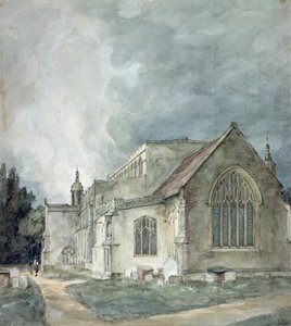 Doğu Bergholt Kilisesi, c.1805-11 (sulu boya) by John Constable