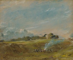 Hampstead Heath, Şenlik Ateşi ile, ca. 1822. by John Constable