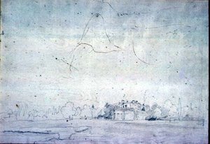 Bir sıra ağaçlı ev (kalem) by John Constable