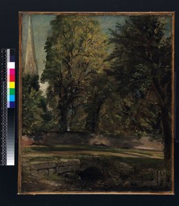 Yakın Duvarın Üzerinde Görülen Salisbury Katedrali by John Constable