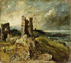 Hadleigh Kalesi taslağı (rekto) (değirmen tahtasında yağ) by John Constable
