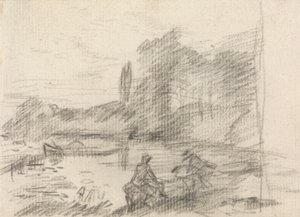 Nehir Kenarında İki Figür by John Constable
