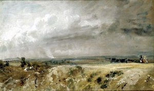 Hampstead Heath üzerinde görünüm (tuval üzerine yağlı boya) by John Constable