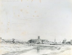 Güneyden Worcester Katedrali (kalem) by John Constable