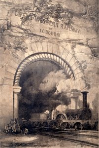 Bristol yakınlarındaki bir tünelden çıkan Acheron 2-2-2 lokomotifi, The History and Description of the Great Western Railway, 1846 by John Cooke Bourne