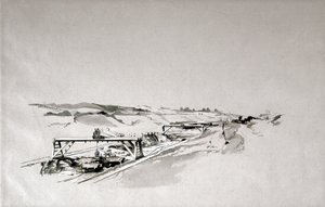 Blisworth Cutting, Northamptonshire, Eylül 1838 (kalem ve mürekkep ve kağıt üzerinde yıkama) by John Cooke Bourne