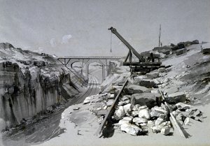 Blisworth Cutting, Northamptonshire, yukarıdan, 2 Temmuz 1837 (kalem ve mürekkep ve kağıt üzerinde yıkama) by John Cooke Bourne