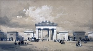 Euston Arch, Nisan 1838 (kalem ve mürekkep ve kağıt üzerinde yıkama)