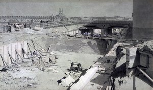 Hampstead Road Bridge, Camden tarafından, 16 Ağustos 1836 (kalem ve mürekkep ve kağıt üzerinde yıkama) by John Cooke Bourne