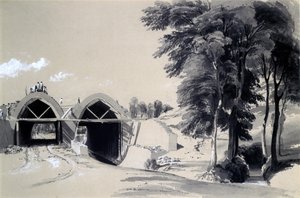 Occupation Bridge, Bugbrooke, Northamptonshire, 9 Temmuz 1837 (kalem ve mürekkep ve kağıt üzerinde yıkama) by John Cooke Bourne