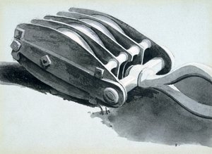 Demiryolu yapımında kullanılan makara, 1833-38 (kalem & mürekkep ve kağıt üzerinde yıkama) by John Cooke Bourne