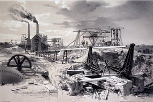 Pompalar, havalandırma şaftı, Kilsby Tüneli, Northamptonshire, 15 Temmuz 1837 (kalem ve mürekkep ve kağıt üzerinde yıkama) by John Cooke Bourne