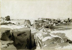 Tünelin tepesinden görünüm, Linslade, Buckinghamshire, 12 Ekim 1837 (kalem ve mürekkep ve kağıt üzerinde yıkama) by John Cooke Bourne