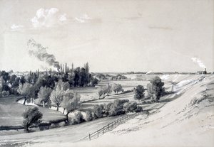 Watford Embankment, Hertfordshire, 29 Ekim 1837 (kalem ve mürekkep ve kağıt üzerinde yıkama) by John Cooke Bourne
