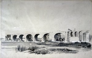Wolverton Viyadüğü, 30 Haziran 1837 (kalem ve mürekkep ve kağıt üzerinde yıkama) by John Cooke Bourne