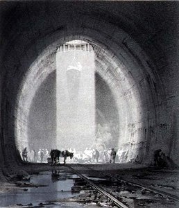 Çalışma Şaftı, Kilsby Tüneli, 8 Temmuz 1837, sanatçı tarafından oyulmuş by John Cooke Bourne