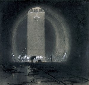 Çalışma şaftı, Kilsby Tüneli, Northamptonshire, 8 Temmuz 1837 (kalem ve mürekkep ve kağıt üzerinde yıkama) by John Cooke Bourne