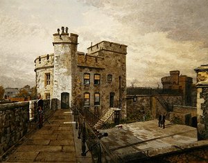 Devereux Kulesi'nin görünümü, Londra Kulesi, askeri giyimli figürlerle by John Crowther