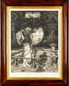 Shalott Hanımı (mezzotint) by John Douglas Miller