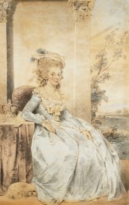 Bir Masanın Yanında Oturan Kraliçe Charlotte Portresi, Ötesinde Manzara, 1784