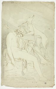Uyuyan Avcı ve Köpeğin Kadim Kısma Kabartması by John Downman