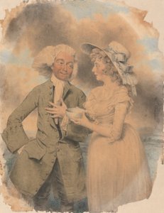 John Edwin ve Bayan Mary Wells "The Agreeable Surprise"da Lingo ve Cowslip rolünde by John Downman