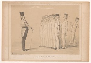 Spotpret, önde gelen Peel als militaire eğitmeniyle bir araya geldi Matkap. Kapat - olduğun gibi (orada arka sırada sabit.) (nesnedeki başlık) HB Sketches (nesne üzerinde seri başlığı) by John Doyle