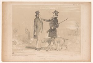 İngiliz iç siyaseti üzerine karikatür Bir kaçak avcıyı yakalamak! veya İhtiyacı olan bir arkadaş (nesne üzerine başlık) HB Sketches (nesne üzerine seri başlığı) by John Doyle