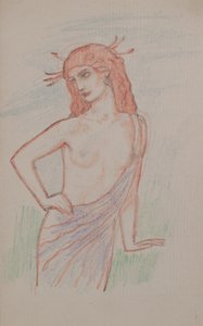 İsimsiz [Kadın figürü] (kalem) by John Duncan