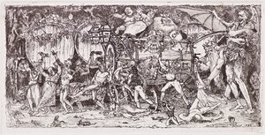 Dört kaplan tarafından çizilmiş şarap fıçısı by John Duncan