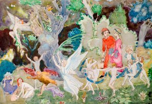 Cadılar Ormanında Yorinda ve Yoringel (suluboya) by John Duncan