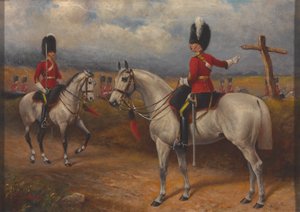 2. Ejderhaların iki atlı subayı (Kraliyet İskoç Grileri) by John Edward Chapman Mathews