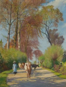 Figürlü ve İnekli Country Lane (gemide yağ)