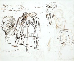 John Ruskin (1819-1900) ve William Millais ile yapılan çalışmaların bir sayfası by John Everett Millais