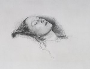 Elizabeth Siddal: "Ophelia" için Çalışma, 1852 by John Everett Millais
