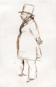 Kraliyet Akademisi'nde Vernikleme Günü'nde Turner (beyaz kağıt üzerine kalem ve kahverengi mürekkep) by John Everett Millais